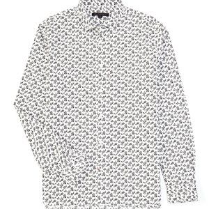 John Varvatos Star USA Men's Long Sleeve Fulton Floral Pattern Shirt Black White